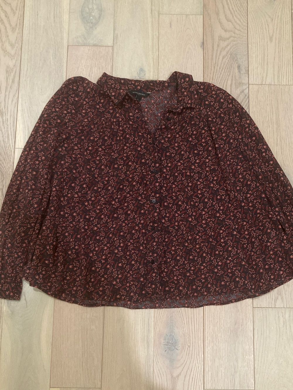 Banana Republic Burgundy Floral Button-Down Blouse